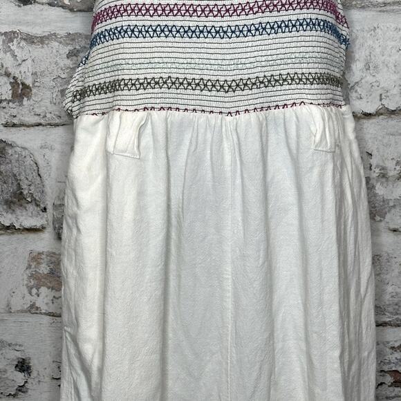 Free People Sienna Smocked Jumpsuit size S, tie back, missing belt, off white - Picture 6 of 15